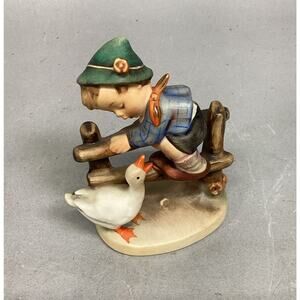 VTG Hummel Goebel Boy on Fence Duck Barnyard Figurine Western Germany